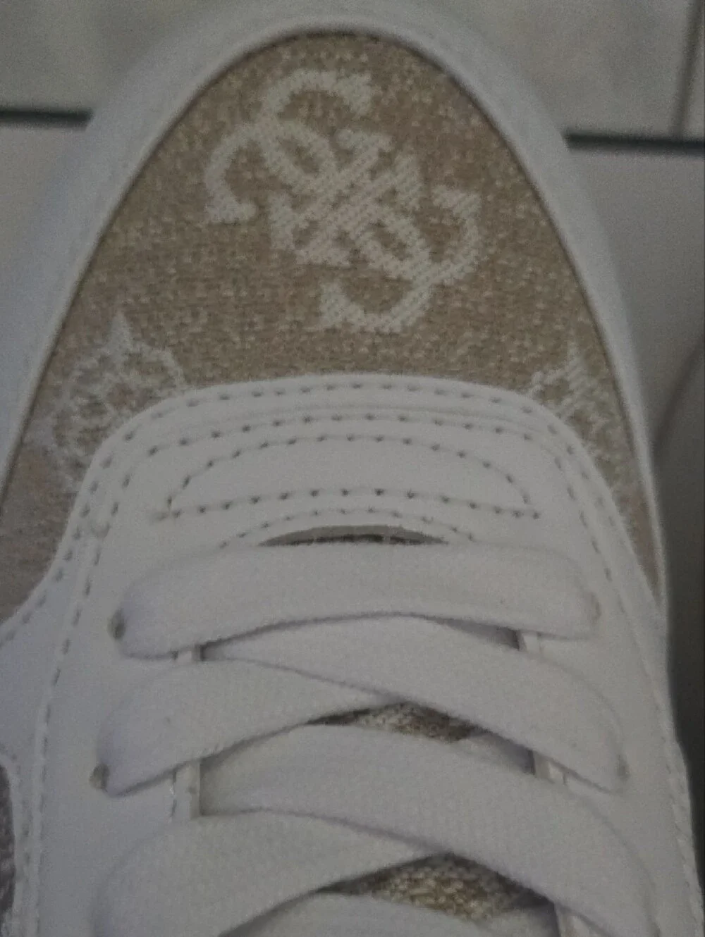 Guess White and Beige Platform Sneakers, Size 9 Women